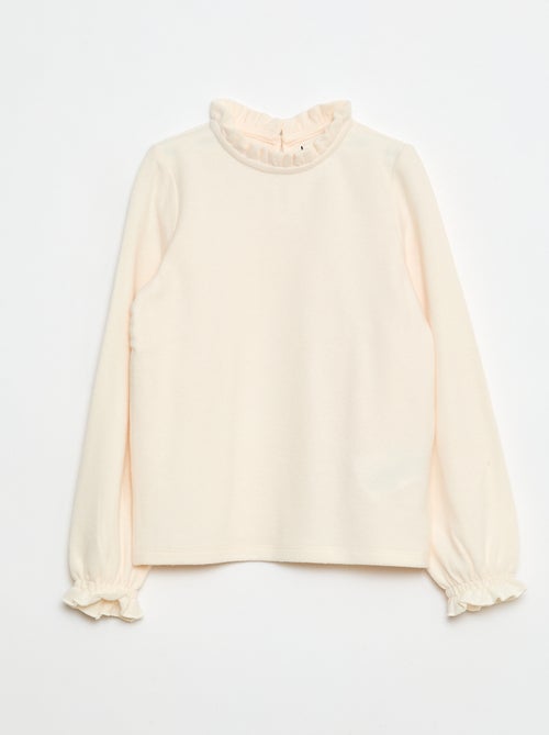 T-shirt met geribde opstaande kraag - Kiabi