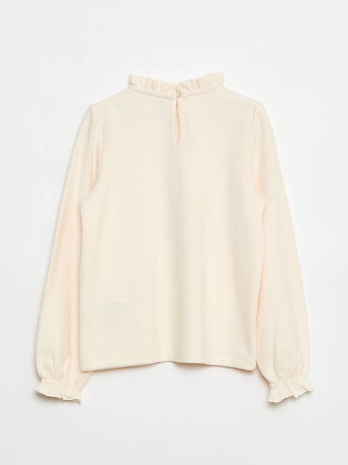 T-shirt met geribde opstaande kraag - Kiabi