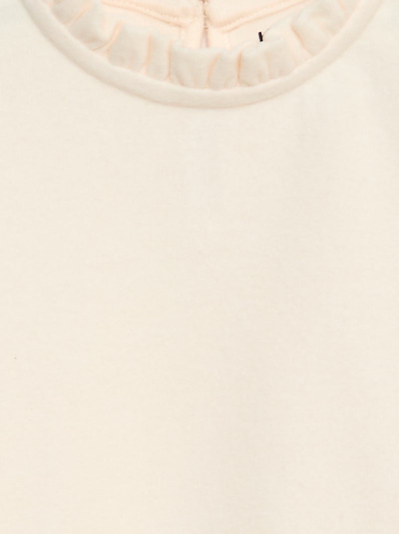 T-shirt met geribde opstaande kraag Wit - Kiabi