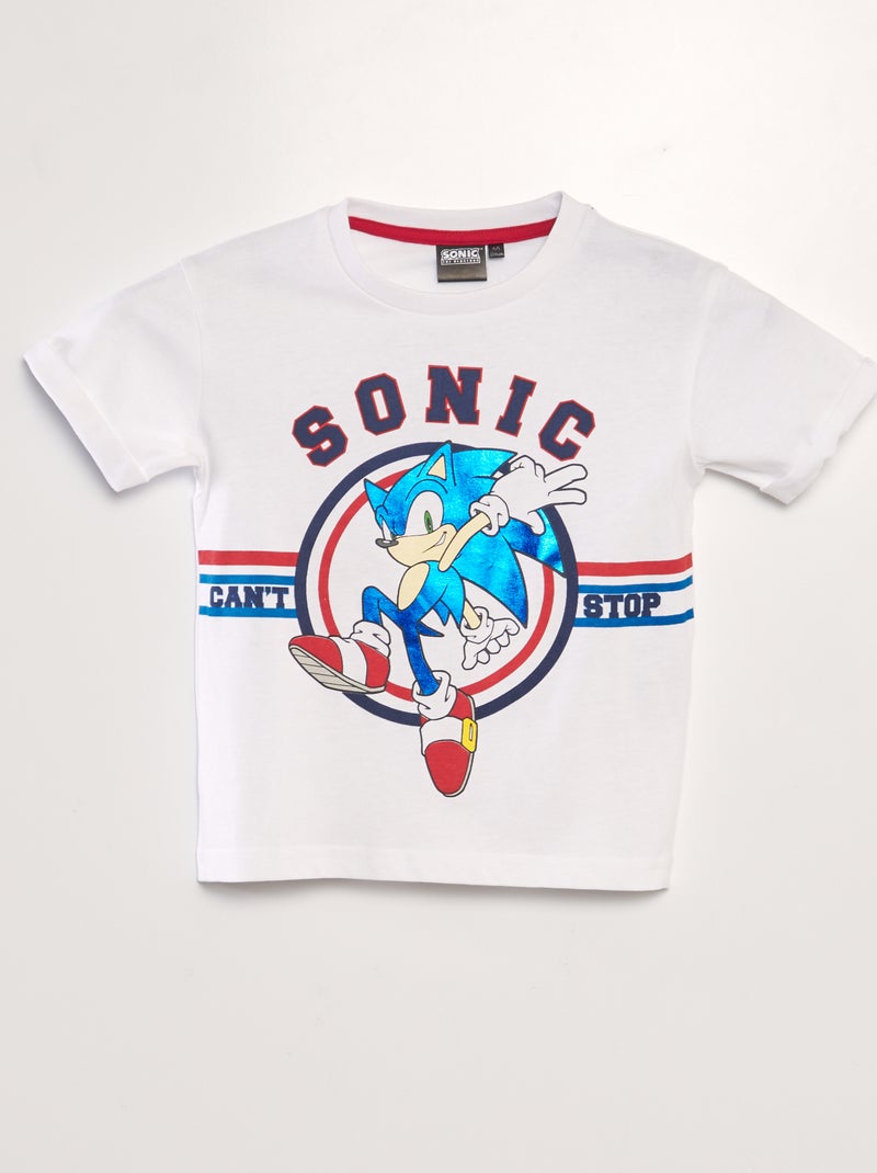 T-shirt met glanzende Sonic-print wit - Kiabi