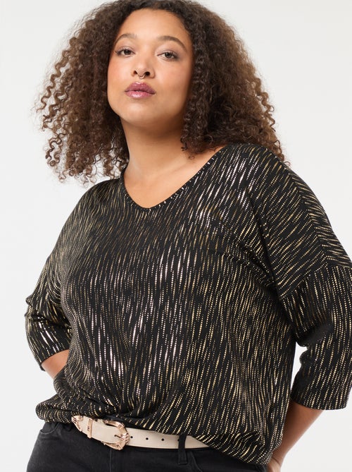 T-shirt met goudkleurige print 'Only Carmakoma' - Kiabi