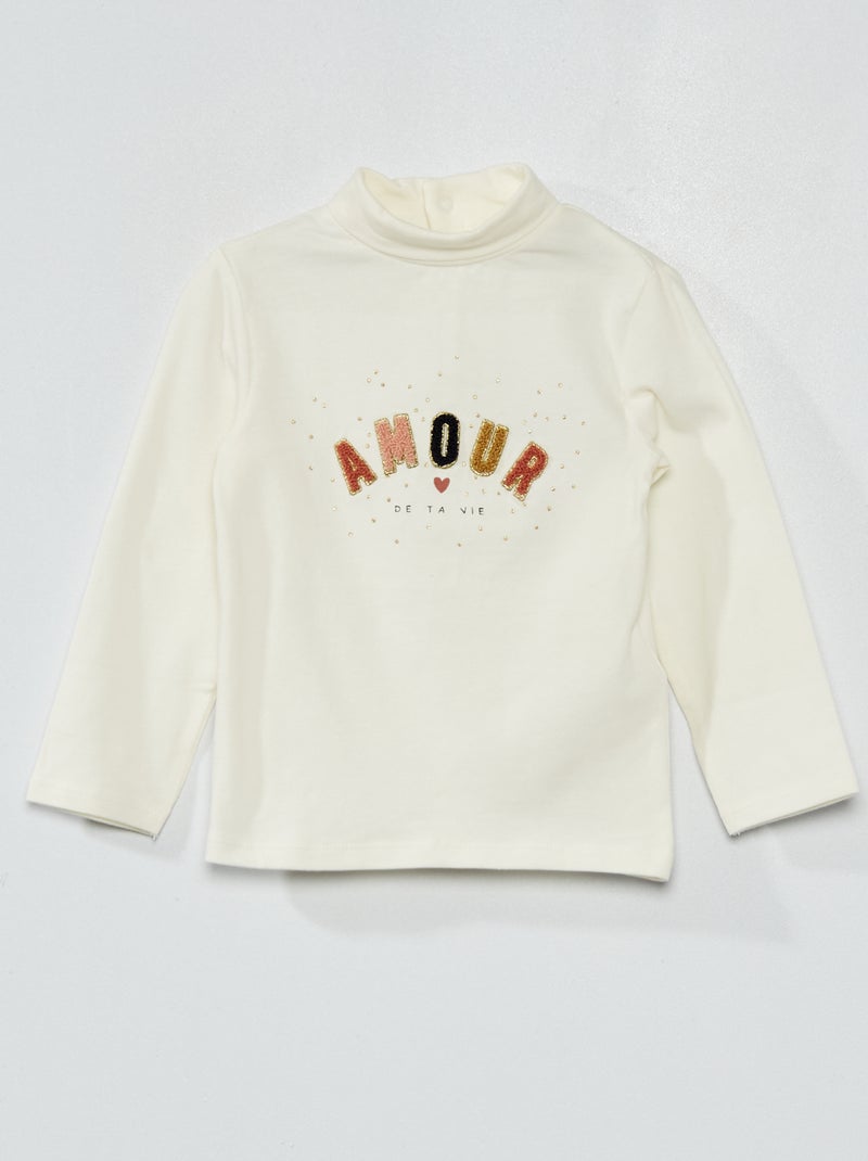 T-shirt met grappig detail aan de voorzijde WIT - Kiabi