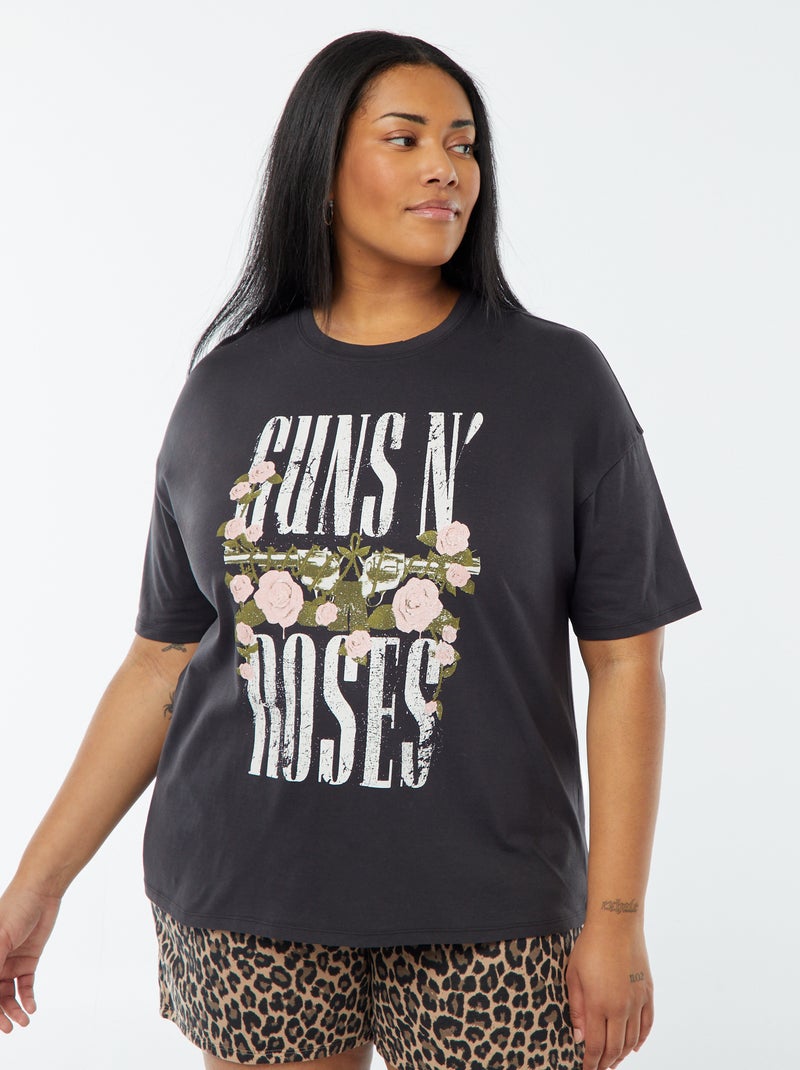 T-shirt met Guns N' Roses-print en korte mouw ZWART - Kiabi