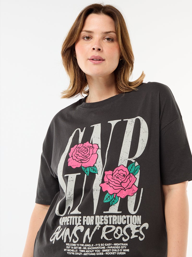 T-shirt met 'Guns N'Roses'-print en korte mouwen Zwart - Kiabi