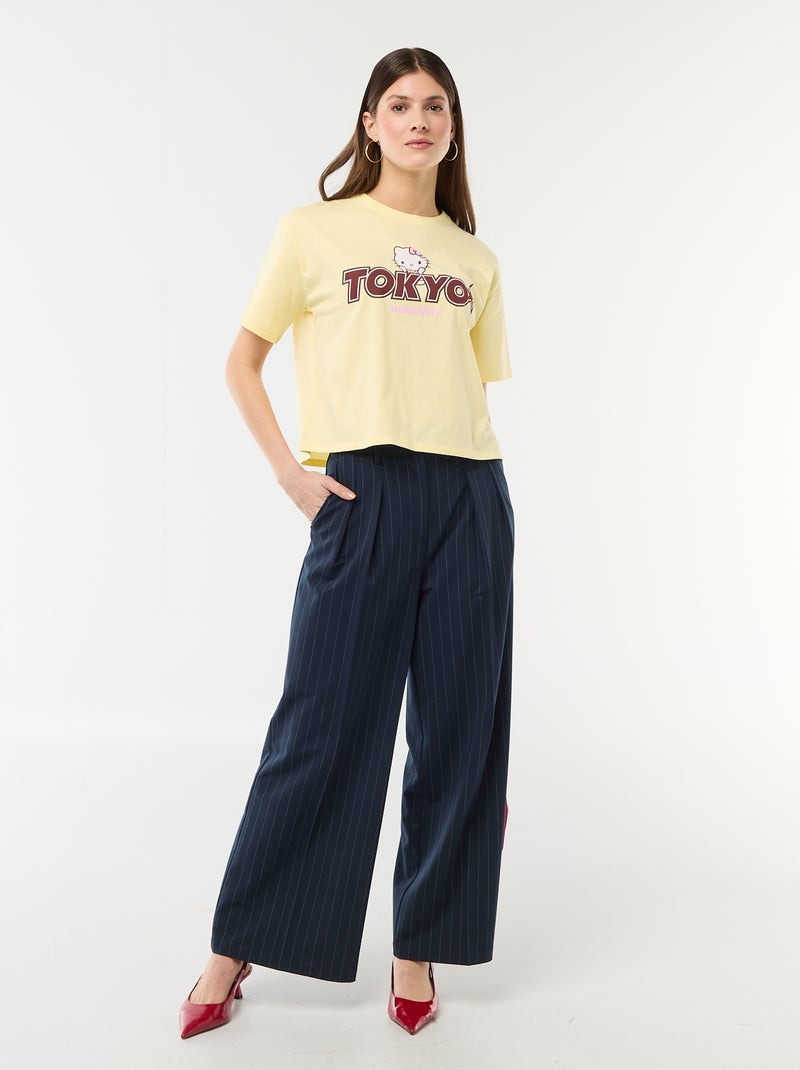 T-shirt met 'Hello Kitty' print en korte mouwen Geel - Kiabi
