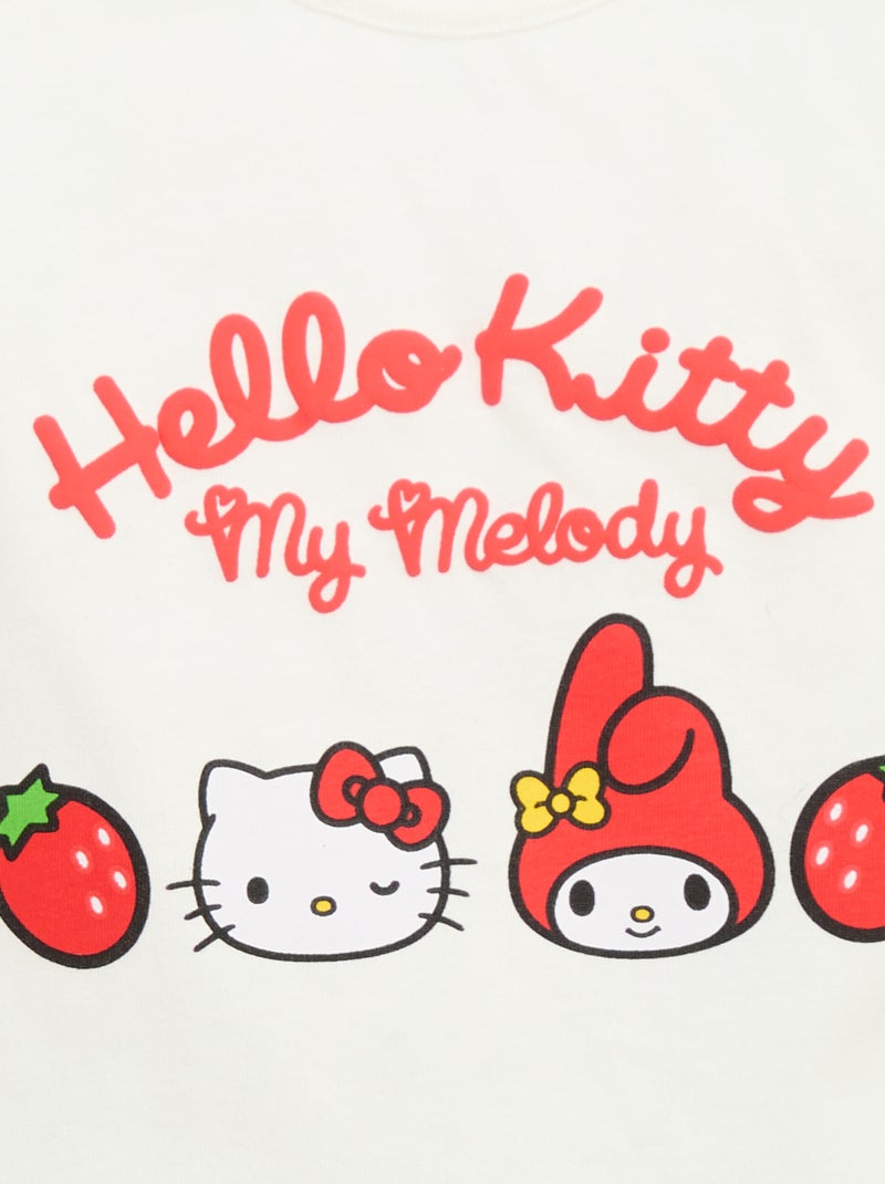 T-shirt met 'Hello Kitty'-reliëfprint Wit - Kiabi