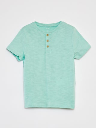 T-shirt met henleykraag en korte mouw