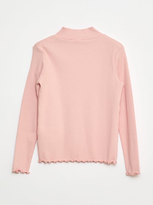 T-shirt met hoge kraag van ribstof - Kiabi