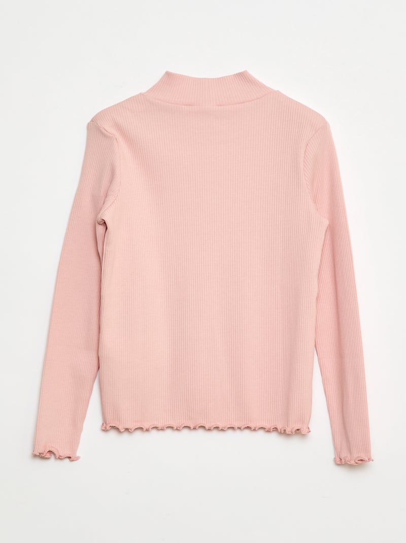 T-shirt met hoge kraag van ribstof Rose - Kiabi