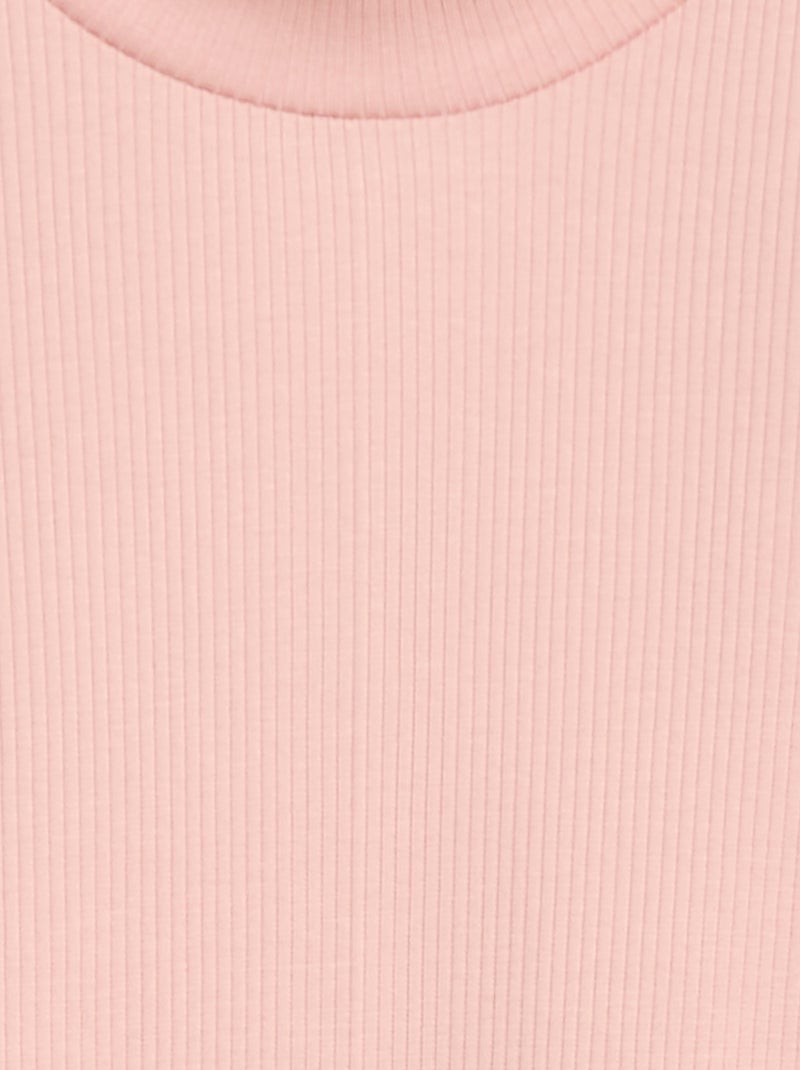 T-shirt met hoge kraag van ribstof Rose - Kiabi