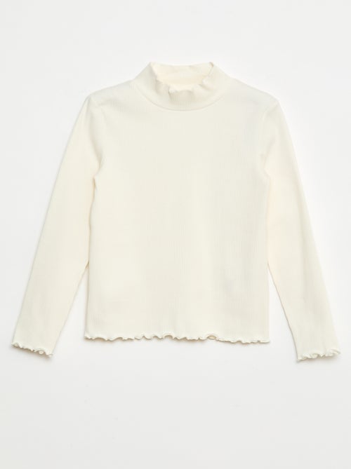 T-shirt met hoge kraag van ribstof - Kiabi