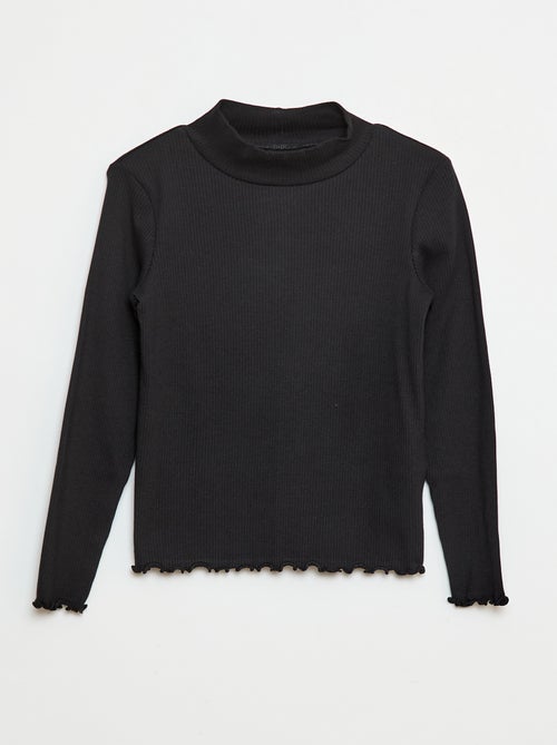 T-shirt met hoge kraag van ribstof - Kiabi