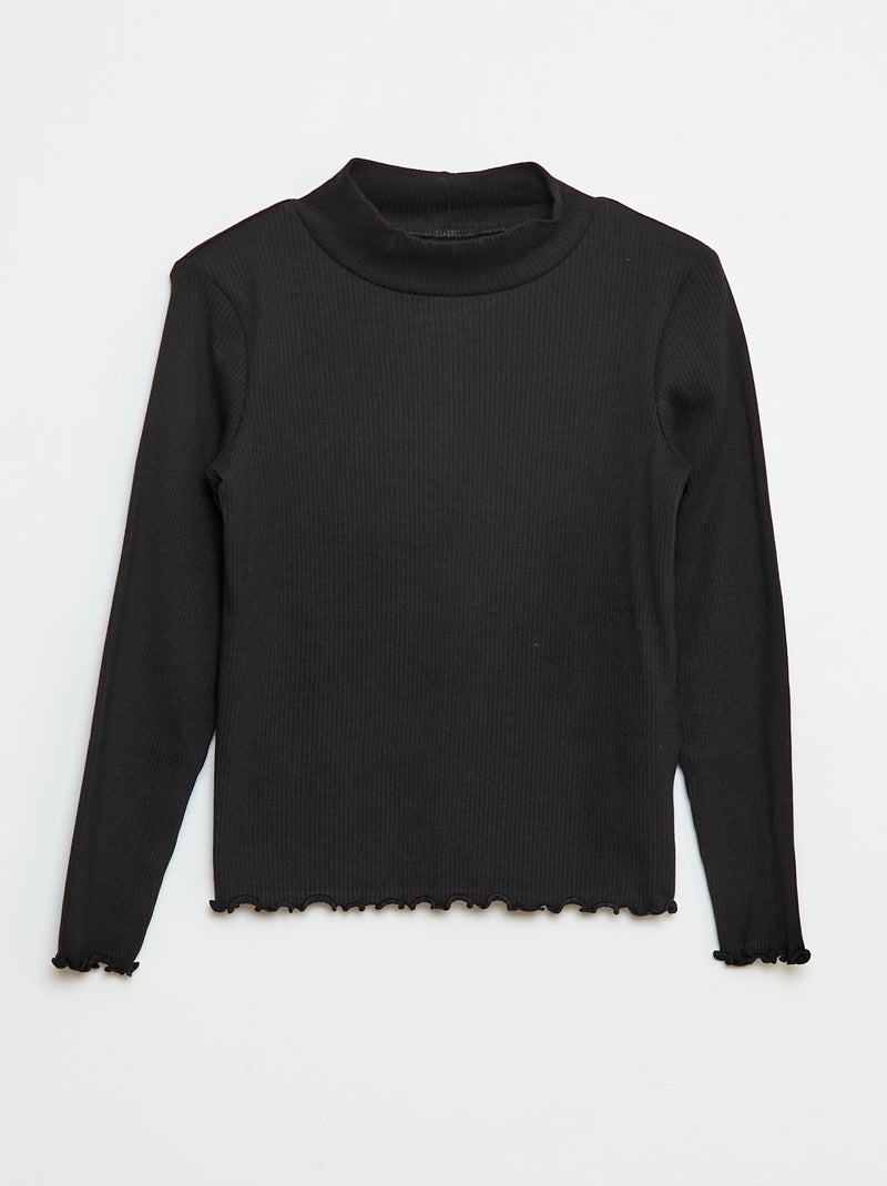 Aottori Shirt met lange mouwen voor dames, set van 2 stuks, rolkraag, elegante ondertrui, slim fit, basic shirt met lange mouwen, thermo-ondershirt, stretch tops, zwart/donkergrijs., XXL
