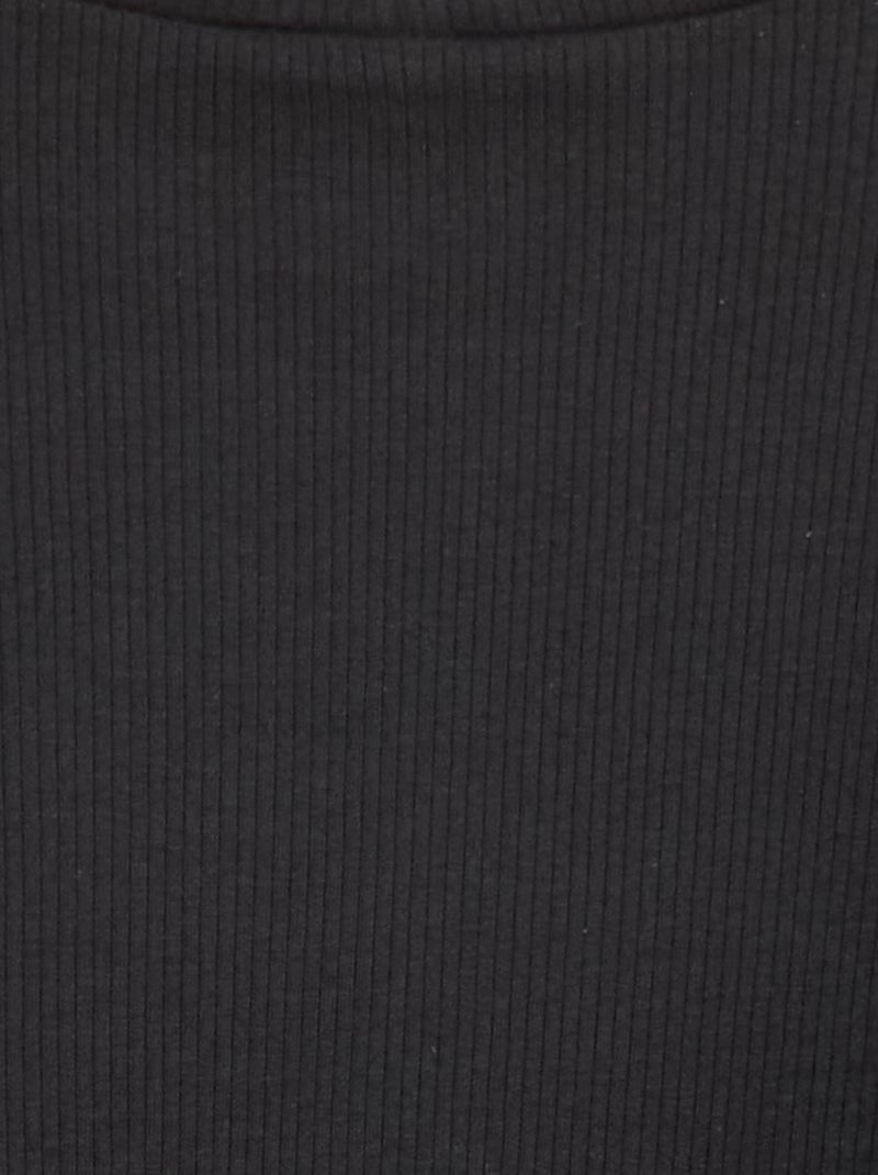T-shirt met hoge kraag van ribstof zwart - Kiabi