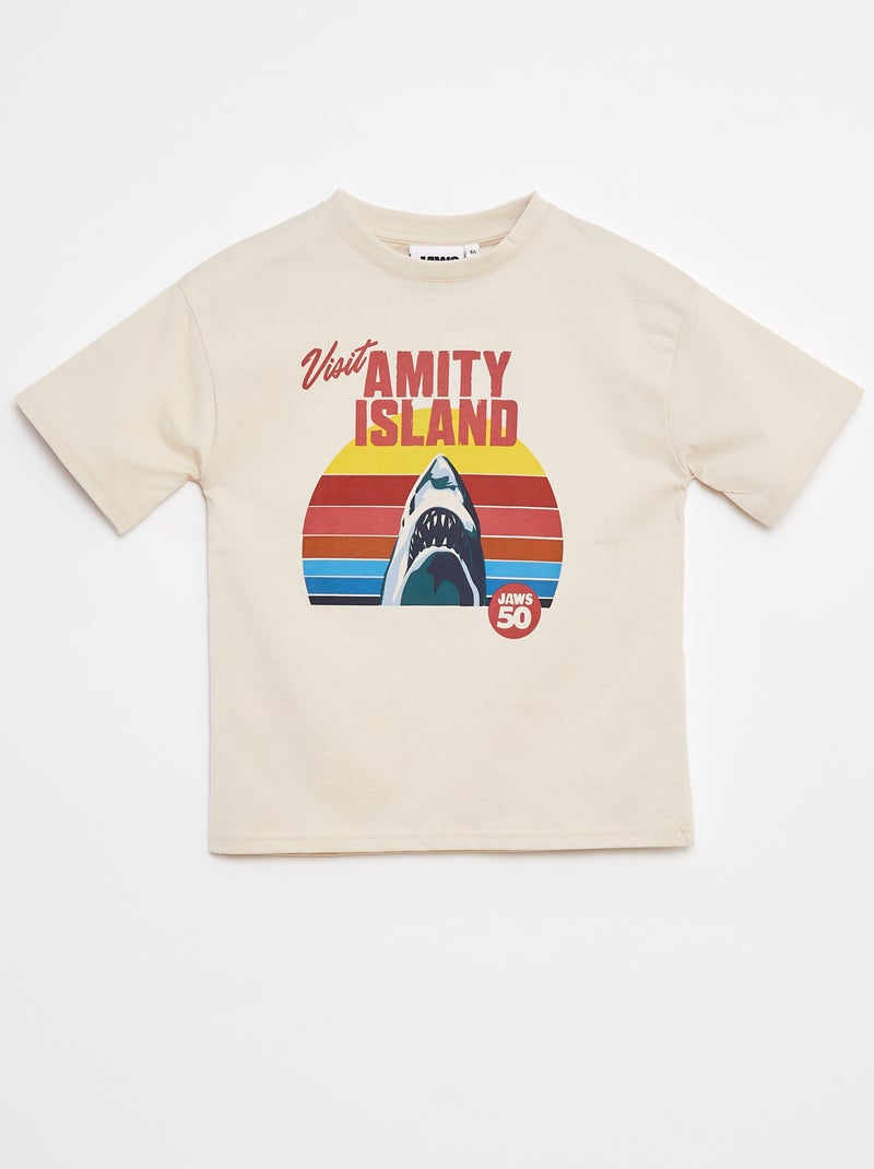 T-shirt met 'Jaws'-print BIEGE - Kiabi