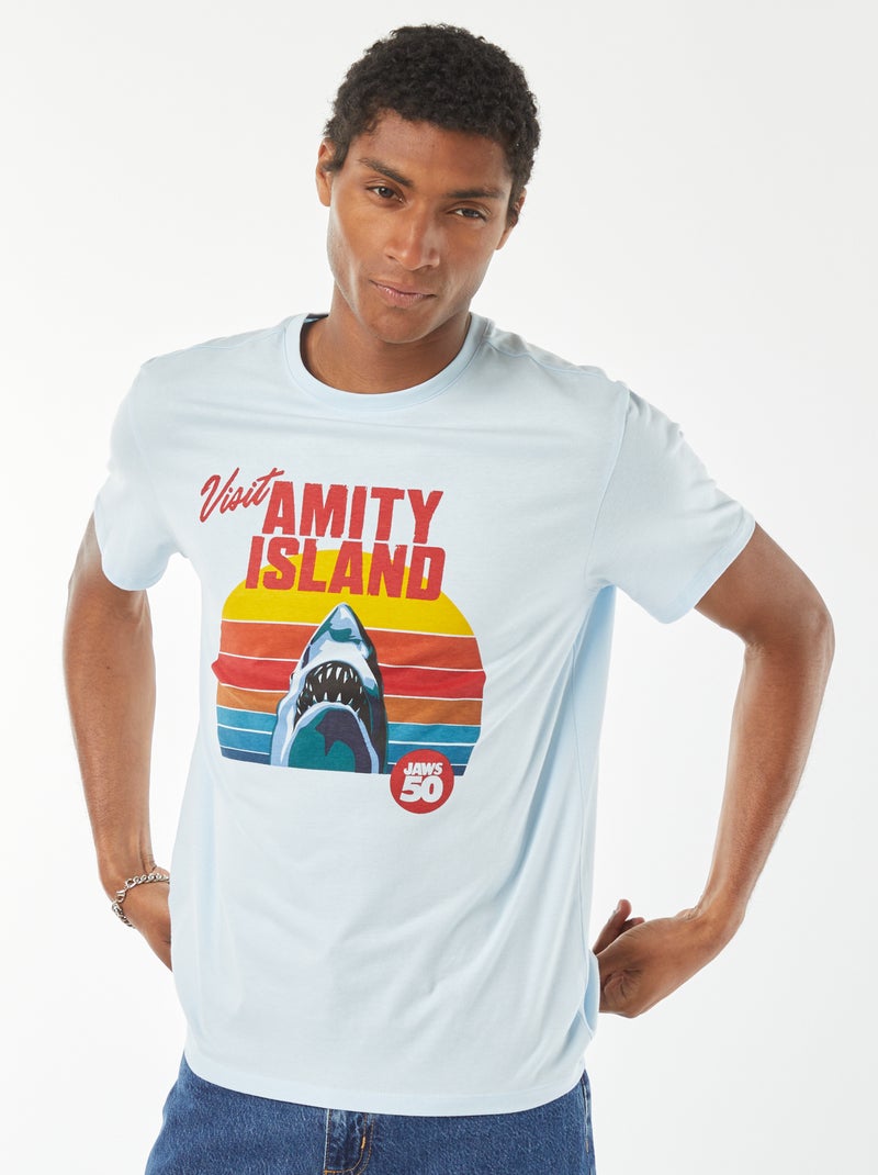 T-shirt met 'Jaws'-print BLAUW - Kiabi
