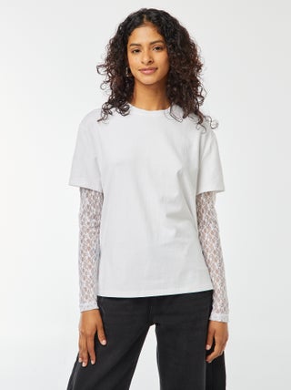 T-shirt met kant - 2-in-1