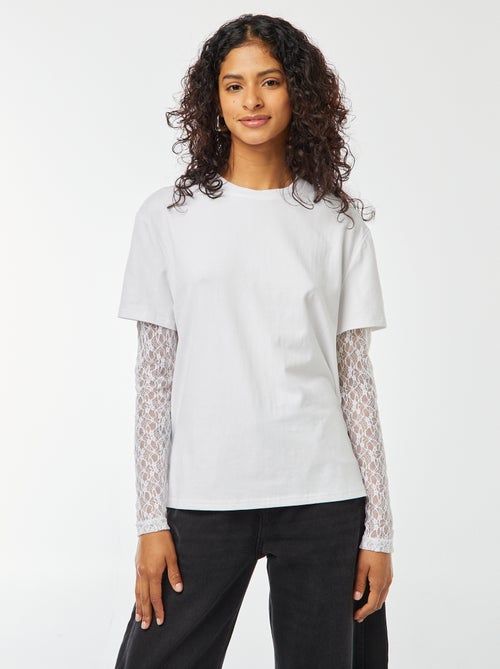 T-shirt met kant - 2-in-1 - Kiabi