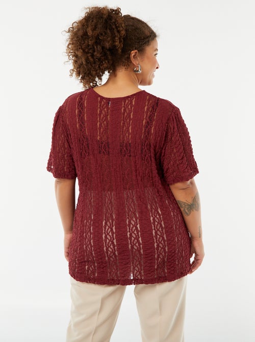 T-shirt met kant en korte mouw - Kiabi