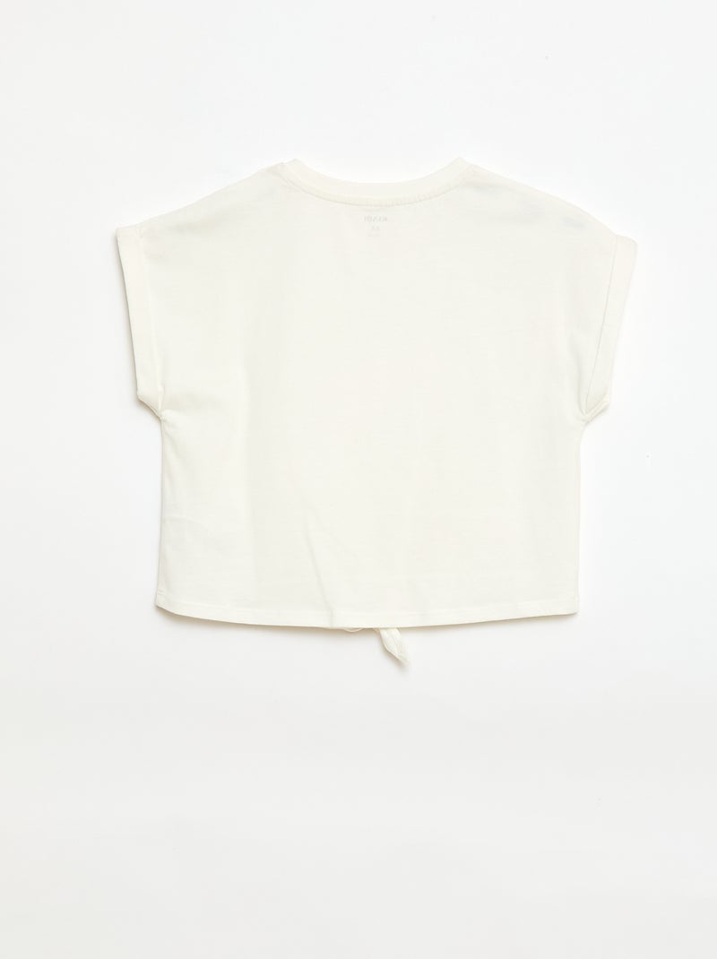 T-shirt met knoop in de taille Wit - Kiabi