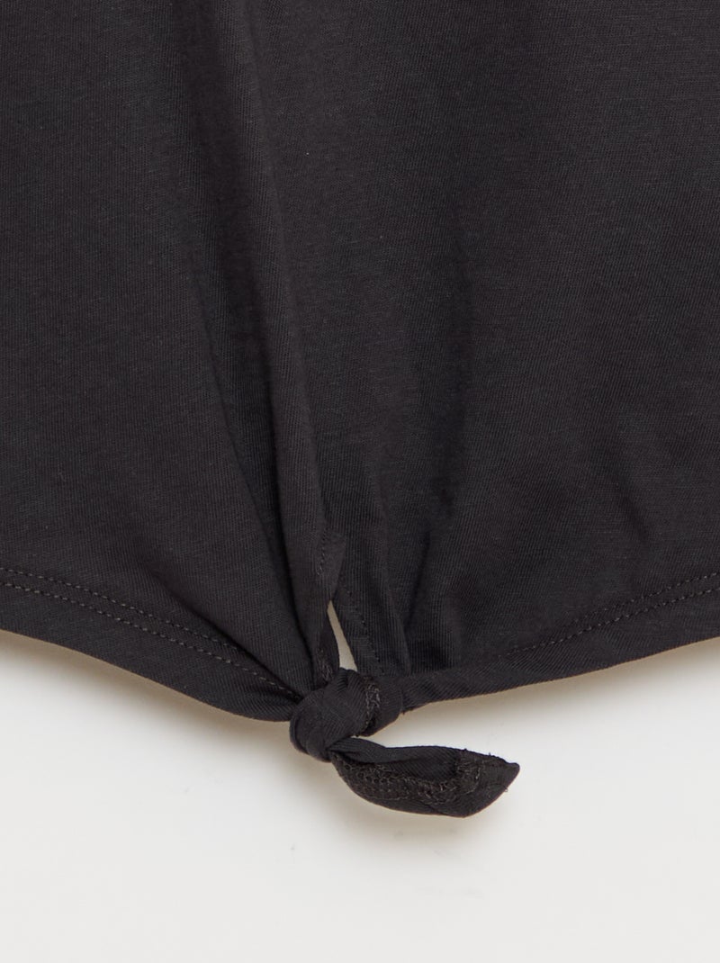 T-shirt met knoop in de taille Zwart - Kiabi