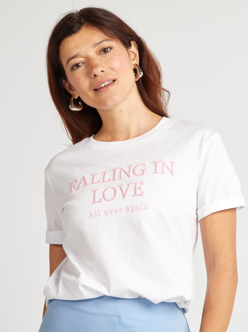 T-shirt met korte mouw - Valentijnsdag WIT - Kiabi