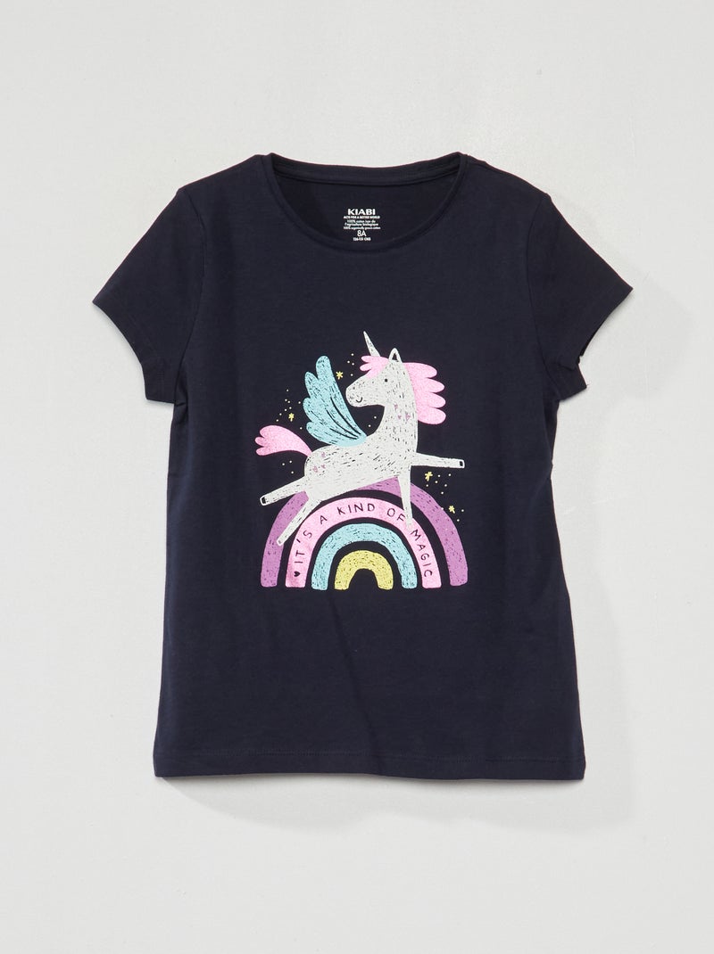 T-shirt met korte mouw BLAUW - Kiabi
