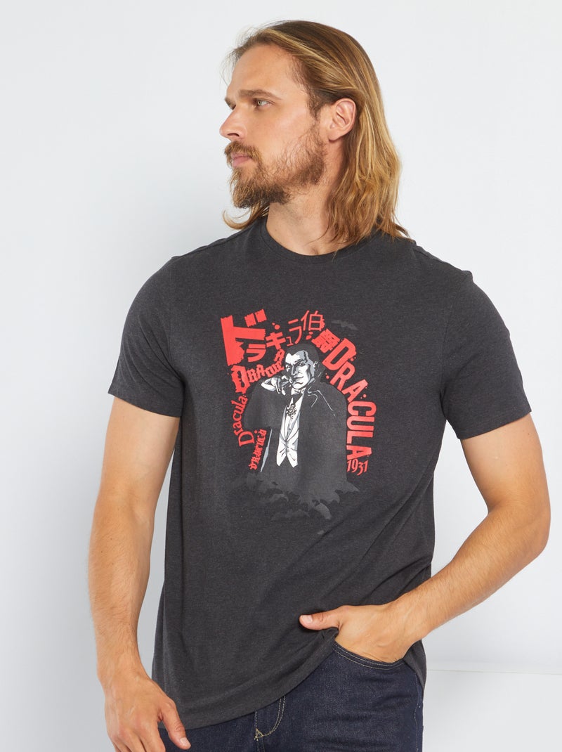 T-shirt met korte mouw 'Dracula' GRIJS - Kiabi