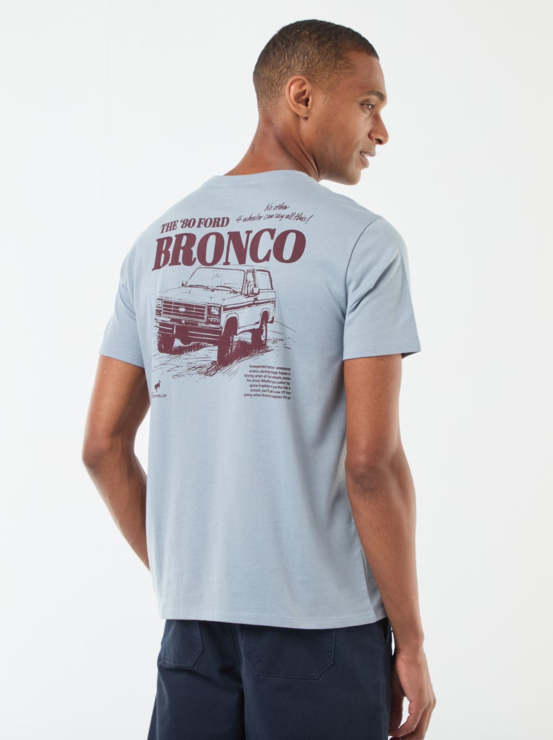 T-shirt met korte mouw en borstprint Blauw - Kiabi