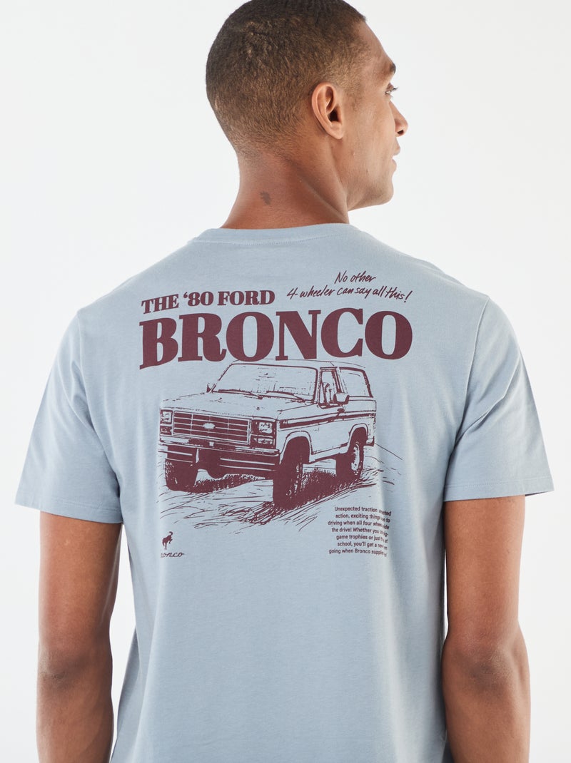 T-shirt met korte mouw en borstprint Blauw - Kiabi