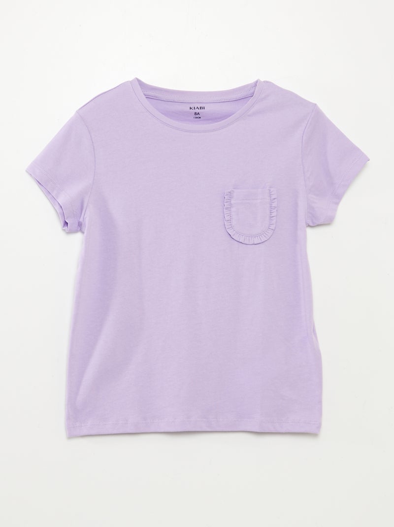 T-shirt met korte mouw en borstzakje PAARS - Kiabi