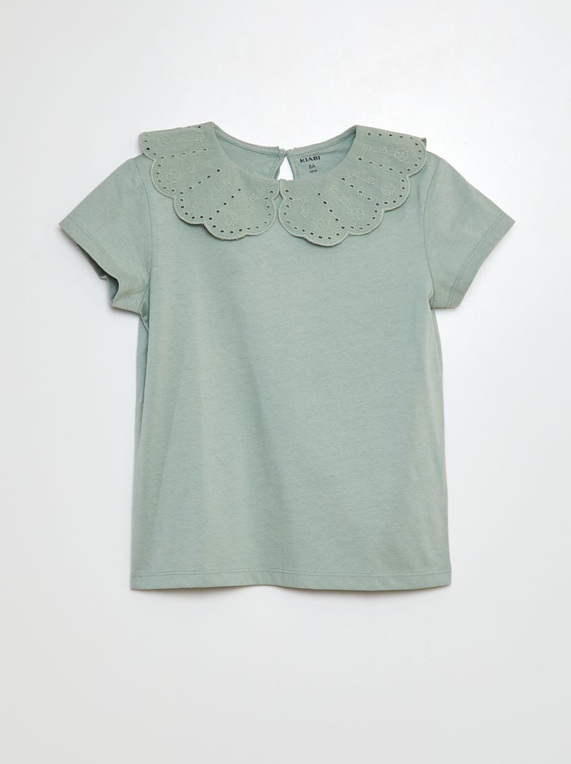 T-shirt met korte mouw en broderie anglaise ROSE - Kiabi