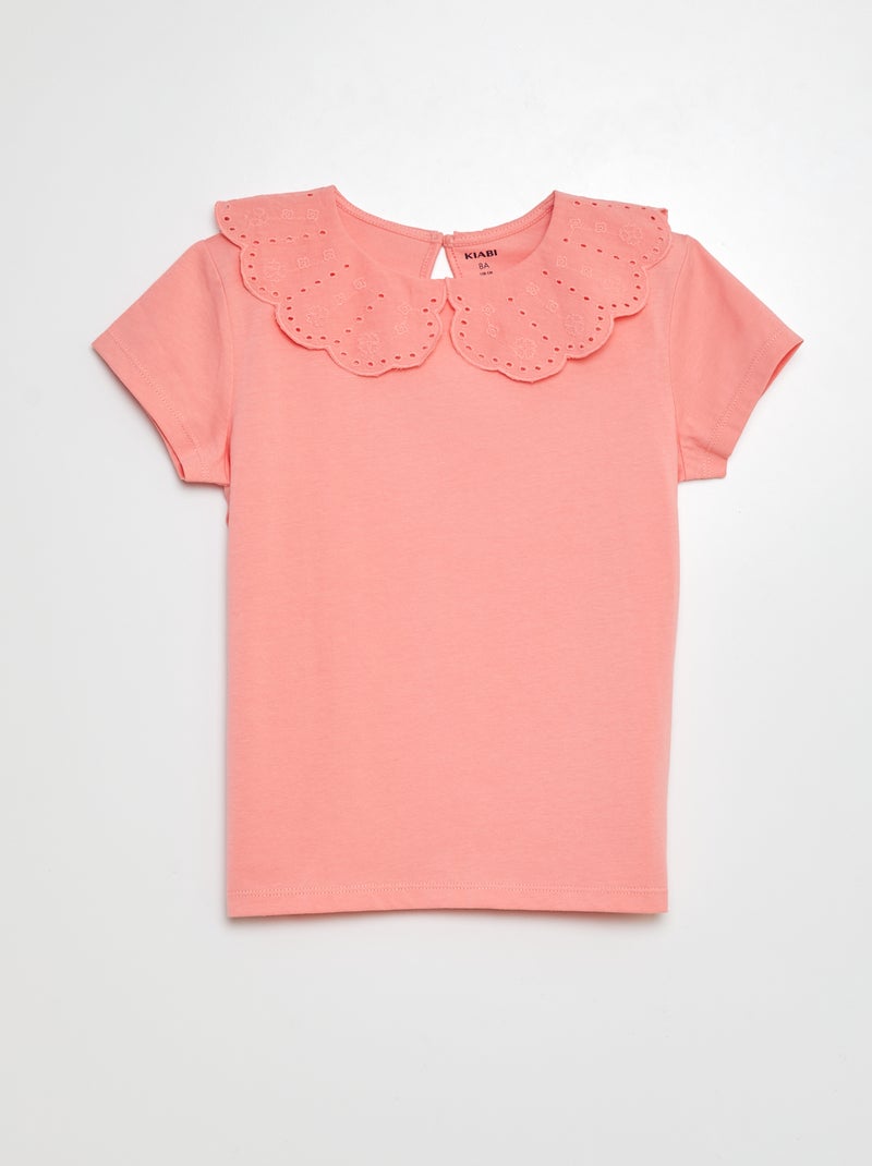 T-shirt met korte mouw en broderie anglaise ROSE - Kiabi