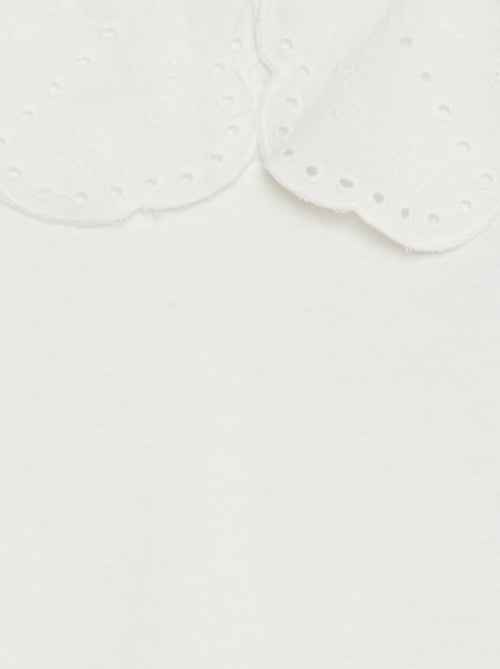 T-shirt met korte mouw en broderie anglaise - Kiabi