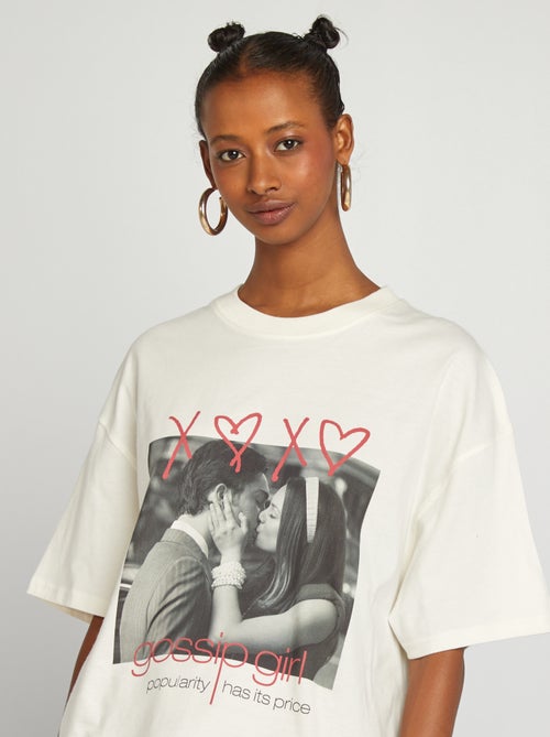 T-shirt met korte mouw en Gossip Girl-print - Kiabi