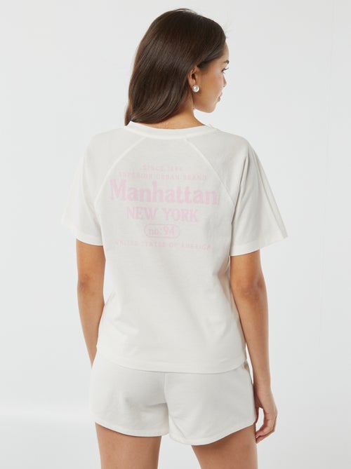 T-shirt met korte mouw en grote New York-print op de rug - Kiabi