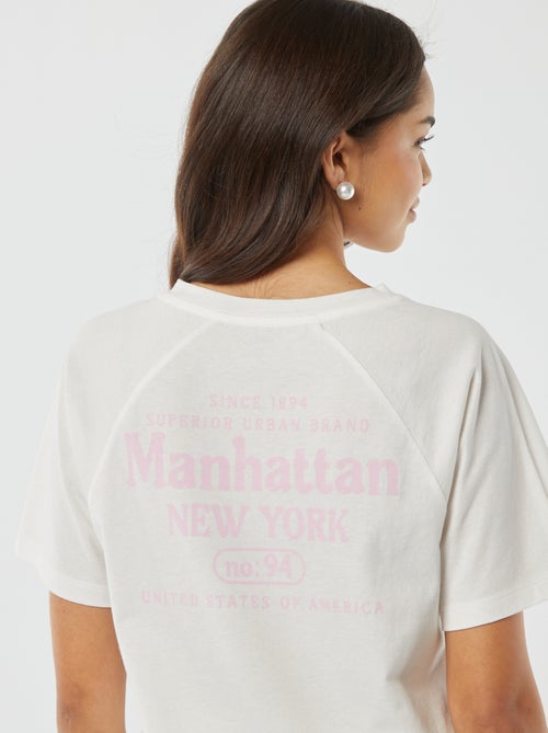 T-shirt met korte mouw en grote New York-print op de rug - Kiabi