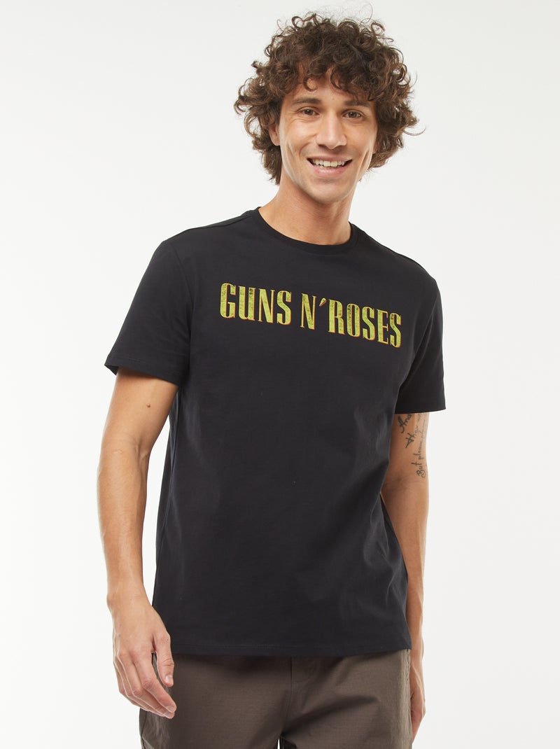 T-shirt met korte mouw en Guns N' Roses-print zwart - Kiabi