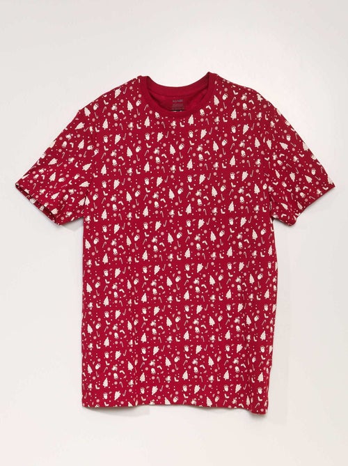 T-shirt met korte mouw en kerstprint - Kiabi