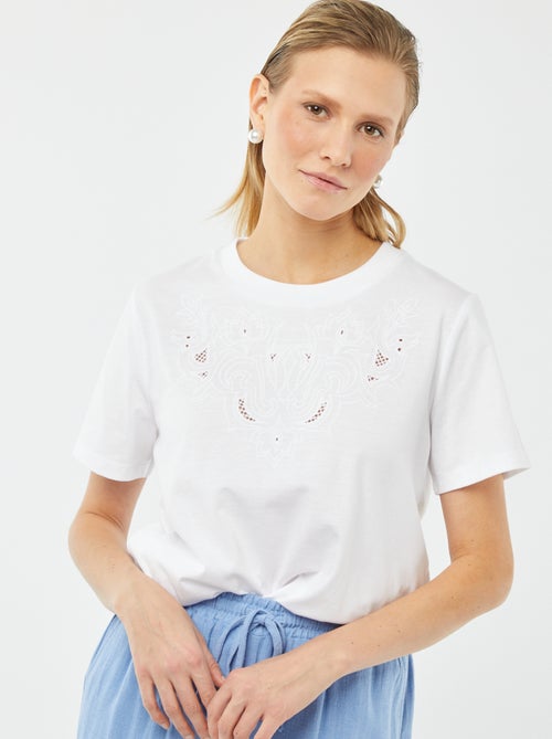 T-shirt met korte mouw en leuk borduursel - Kiabi