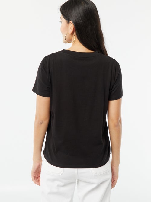 T-shirt met korte mouw en leuk borduursel - Kiabi