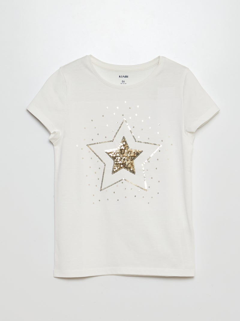 T-shirt met korte mouw en leuk detail BIEGE - Kiabi