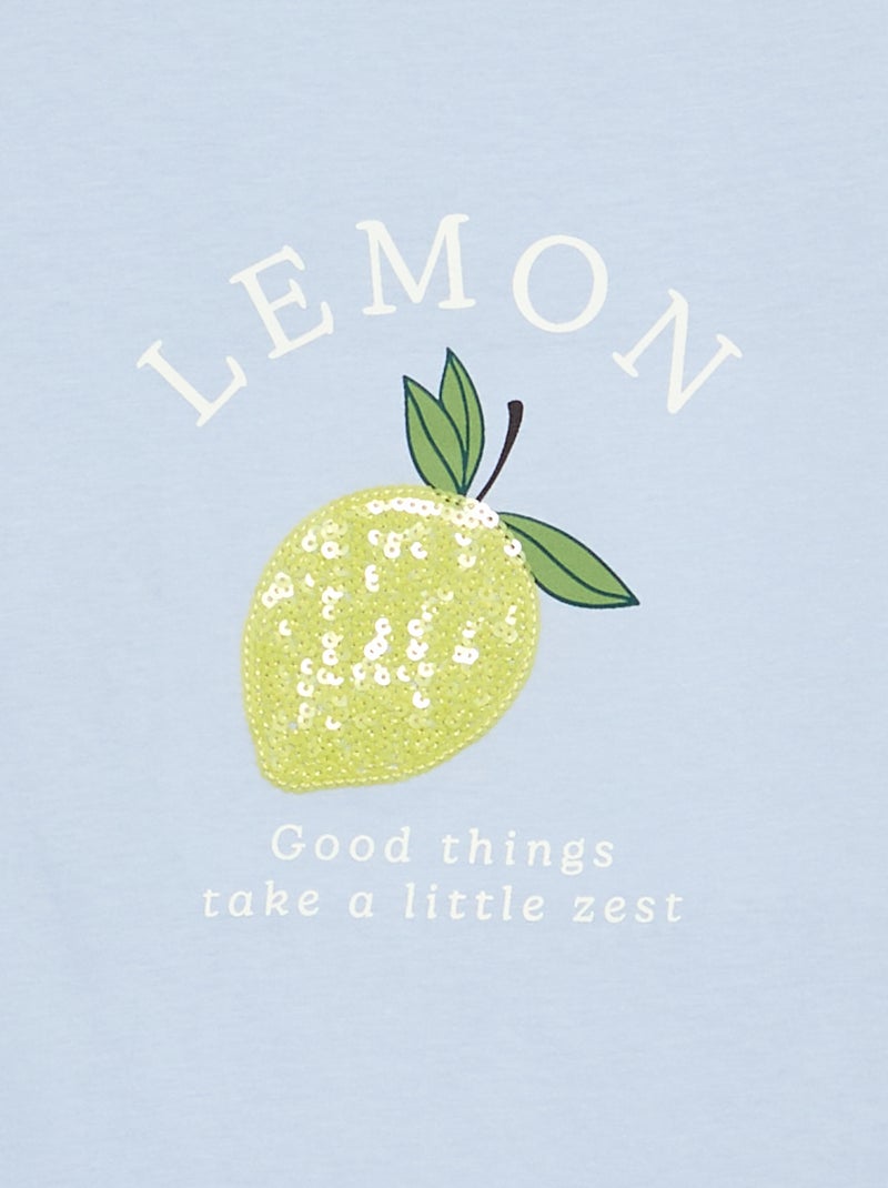 T-shirt met korte mouw en leuk detail Blauw - Kiabi