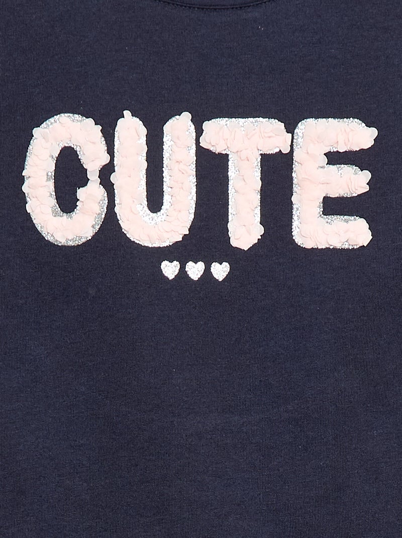 T-shirt met korte mouw en leuk detail Blauw - Kiabi