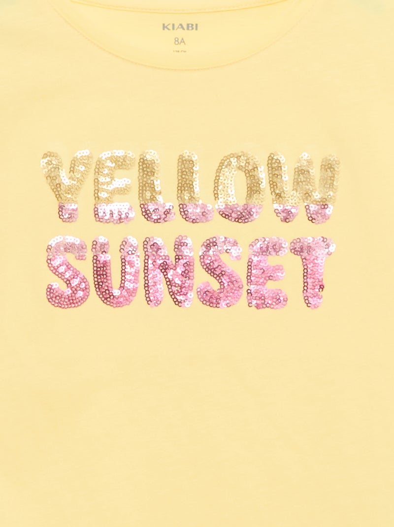T-shirt met korte mouw en leuk detail Geel - Kiabi