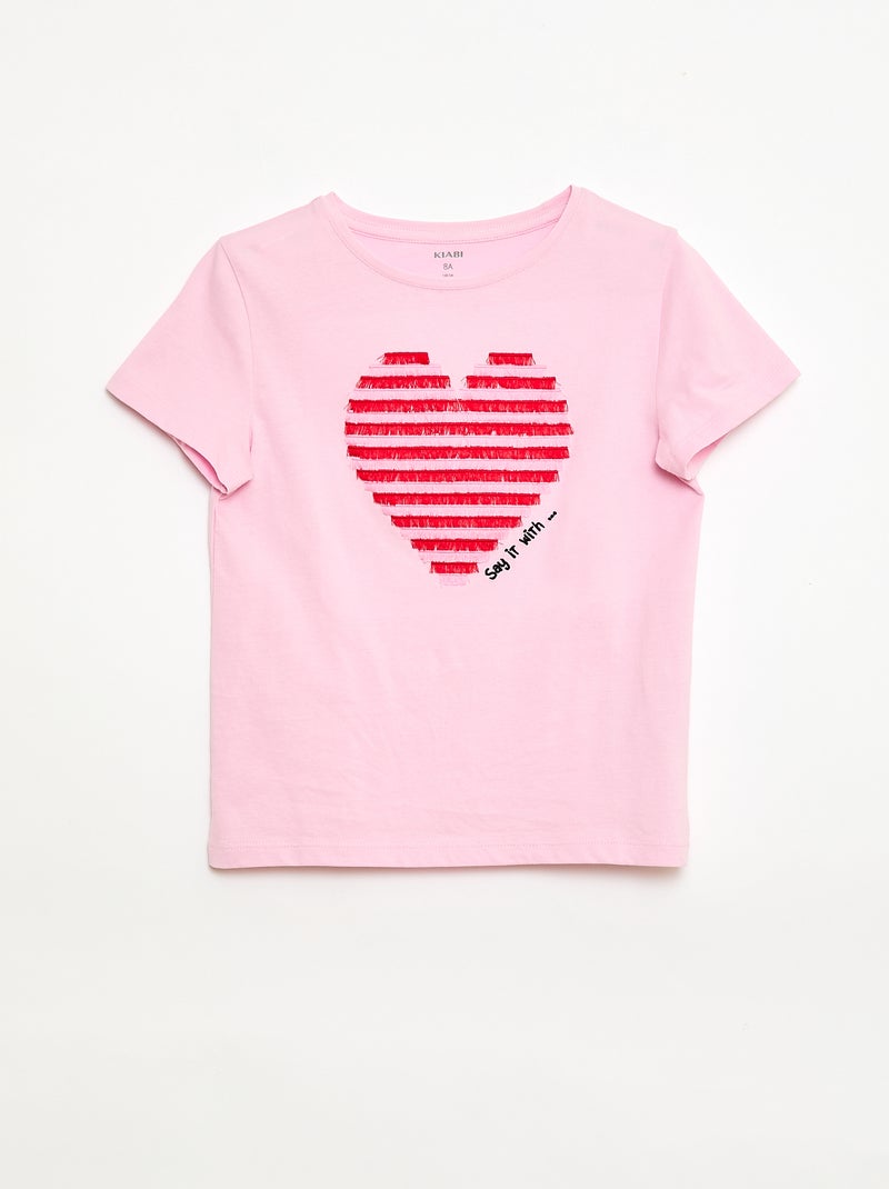T-shirt met korte mouw en leuk detail Rose - Kiabi