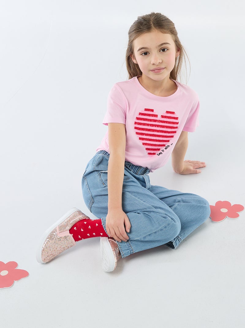 T-shirt met korte mouw en leuk detail Rose - Kiabi