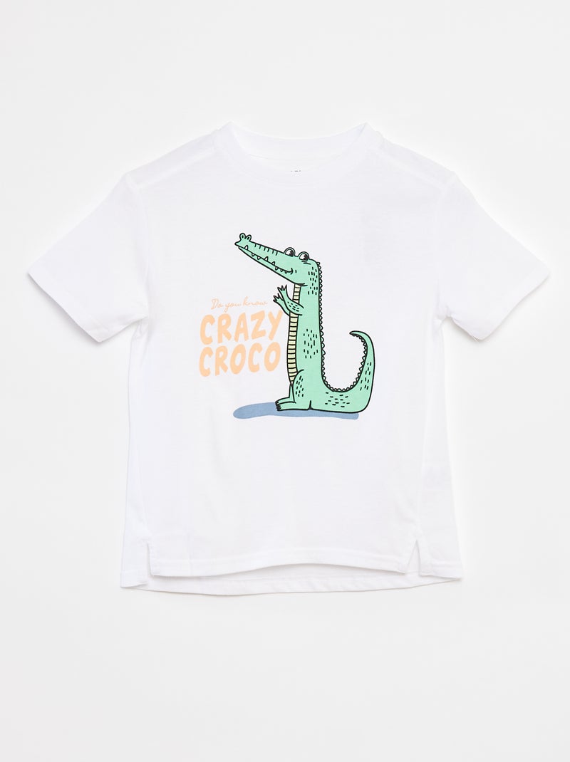 T-shirt met korte mouw en leuk detail WIT - Kiabi
