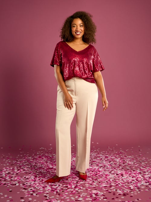 T-shirt met korte mouw en lovertjes - Kiabi