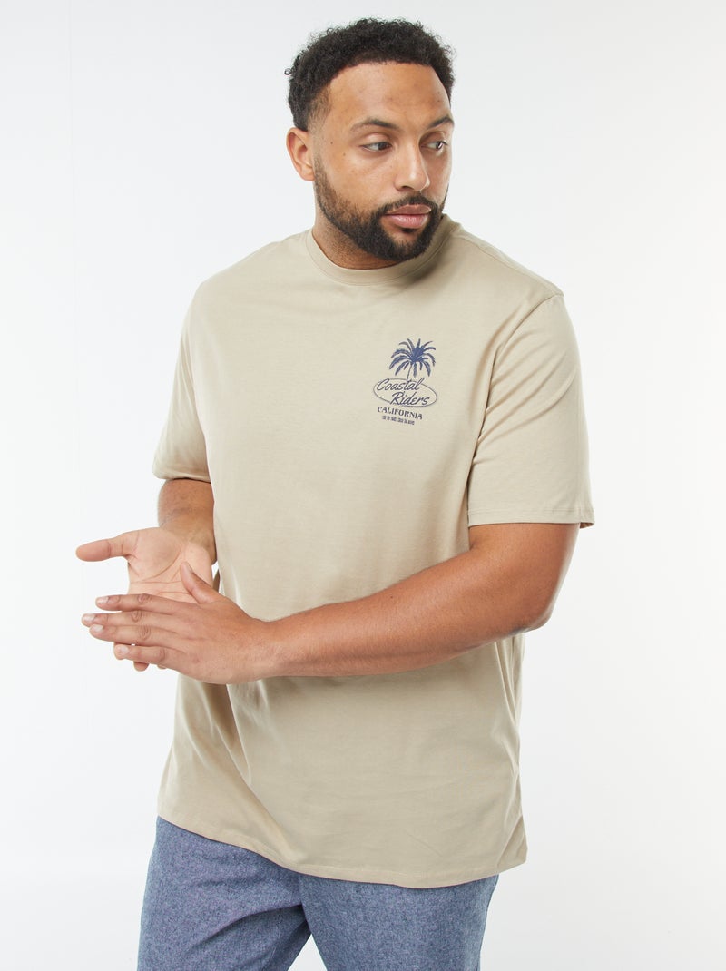 T-shirt met korte mouw en motiefje Biege - Kiabi